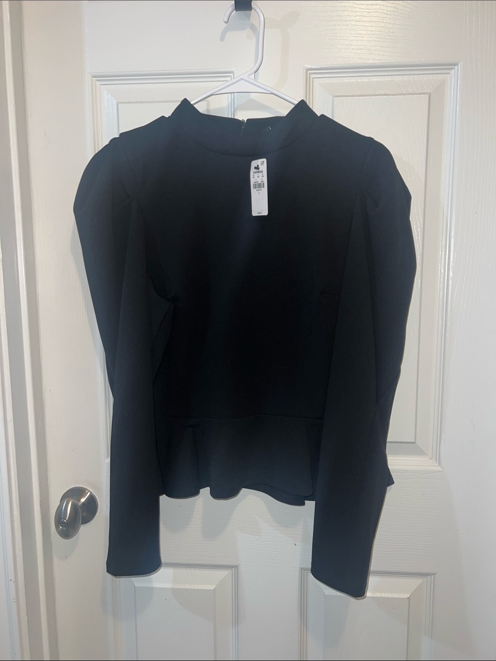 Express Black Long-Sleeve Peplum Blouse